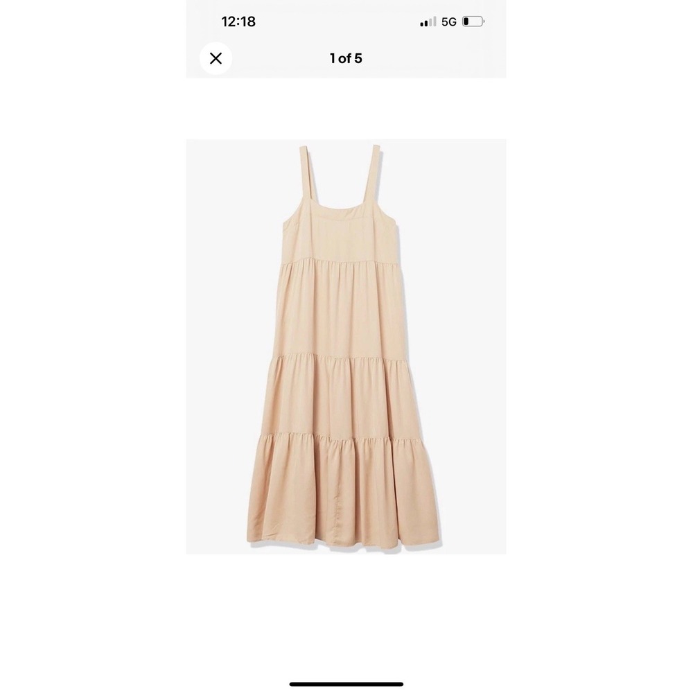 NWT Women's Xxs Tiered Maxi Midi Britt Dress The Drop Ginger Tan Sleeveless